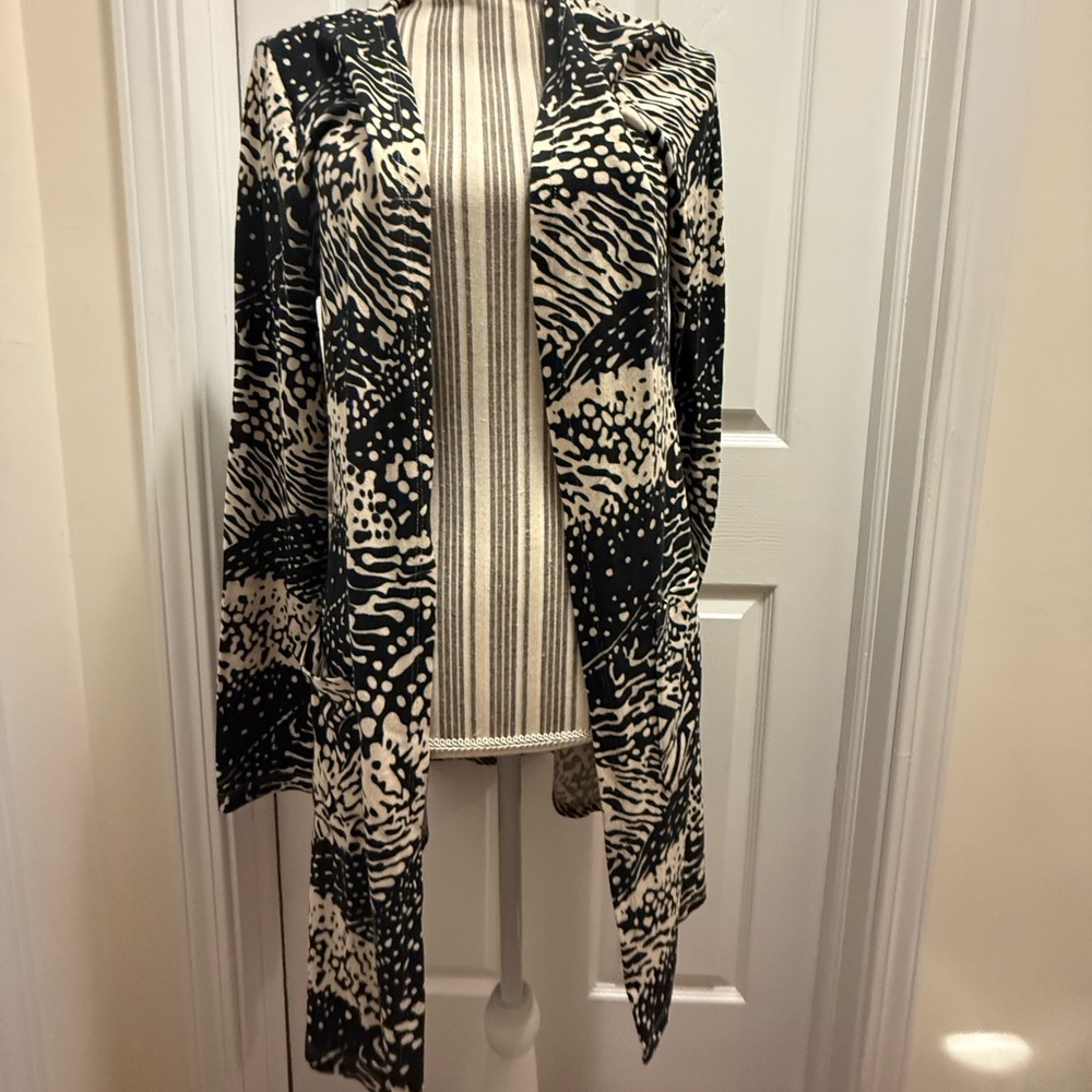 Black and Cream Open Front Animal Print Cardigan Grace and Lace
